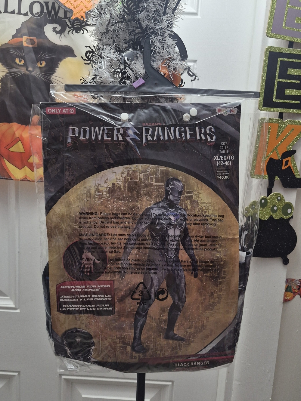 Power Ranger Black Ranger AdultXL Costume - Black